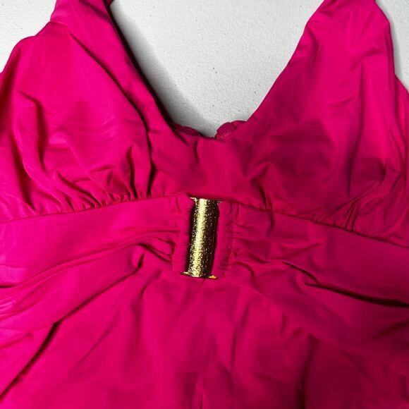 Spanx Paradise Pink Halter Tankini Top Swim - 10 - Picture 2 of 9